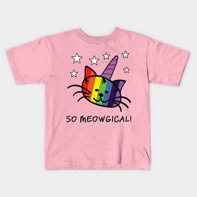 Unicorn Cat So Meowgical Kids T-Shirt by Liberty Art